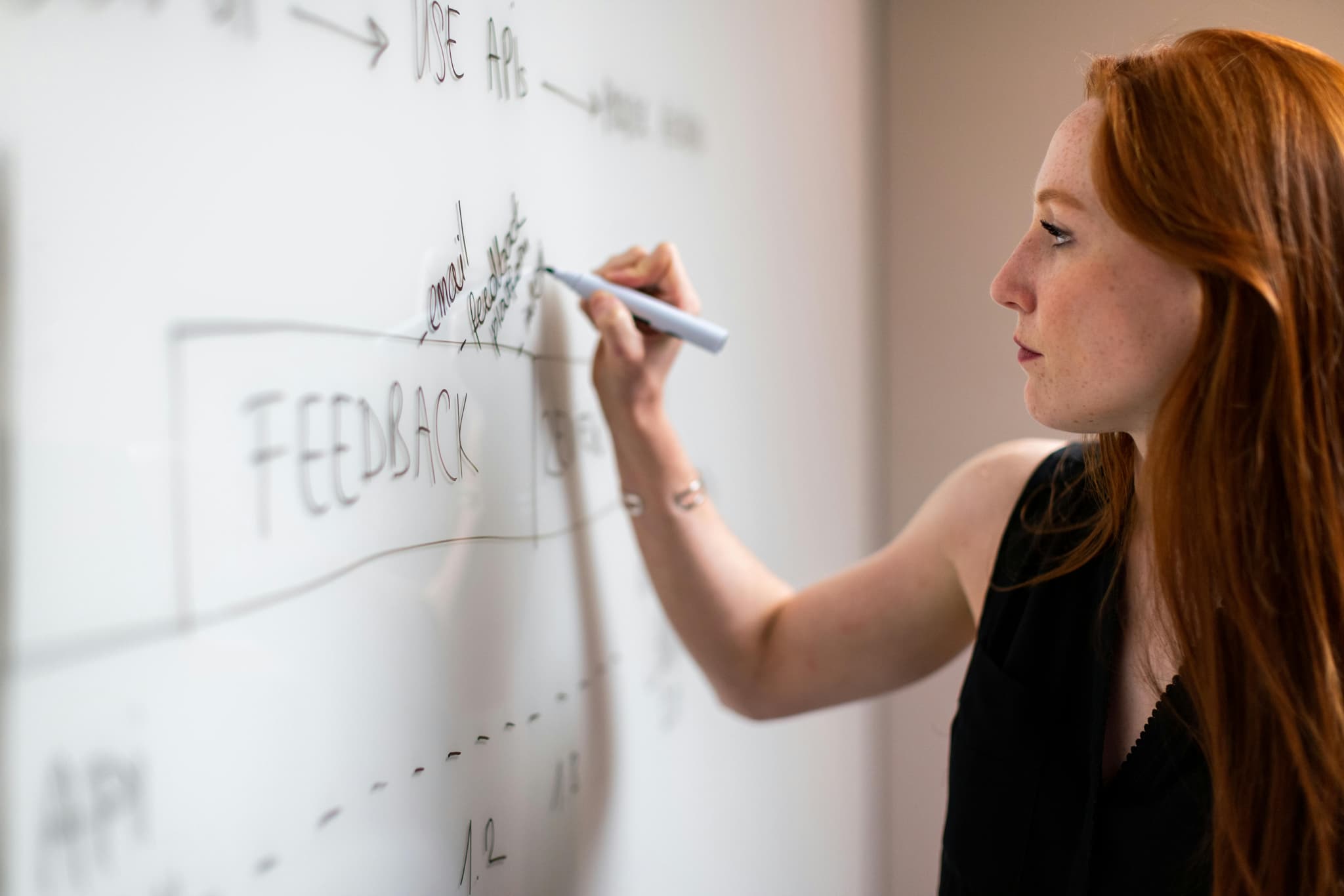 Corporate event planning on a whiteboard